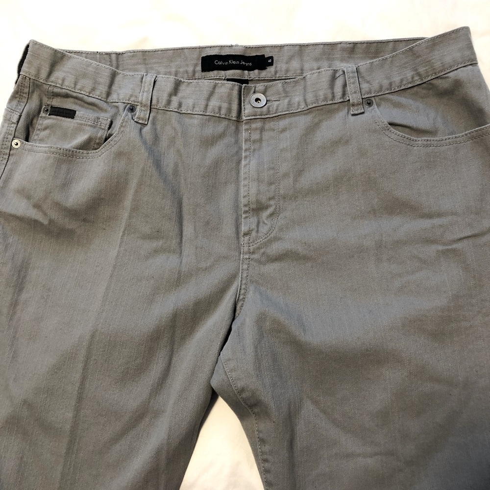 Mens 40/32 Calvin Klein Grey Textured Straight Leg Chinos Jeans Pants NWOT - Picture 5 of 15